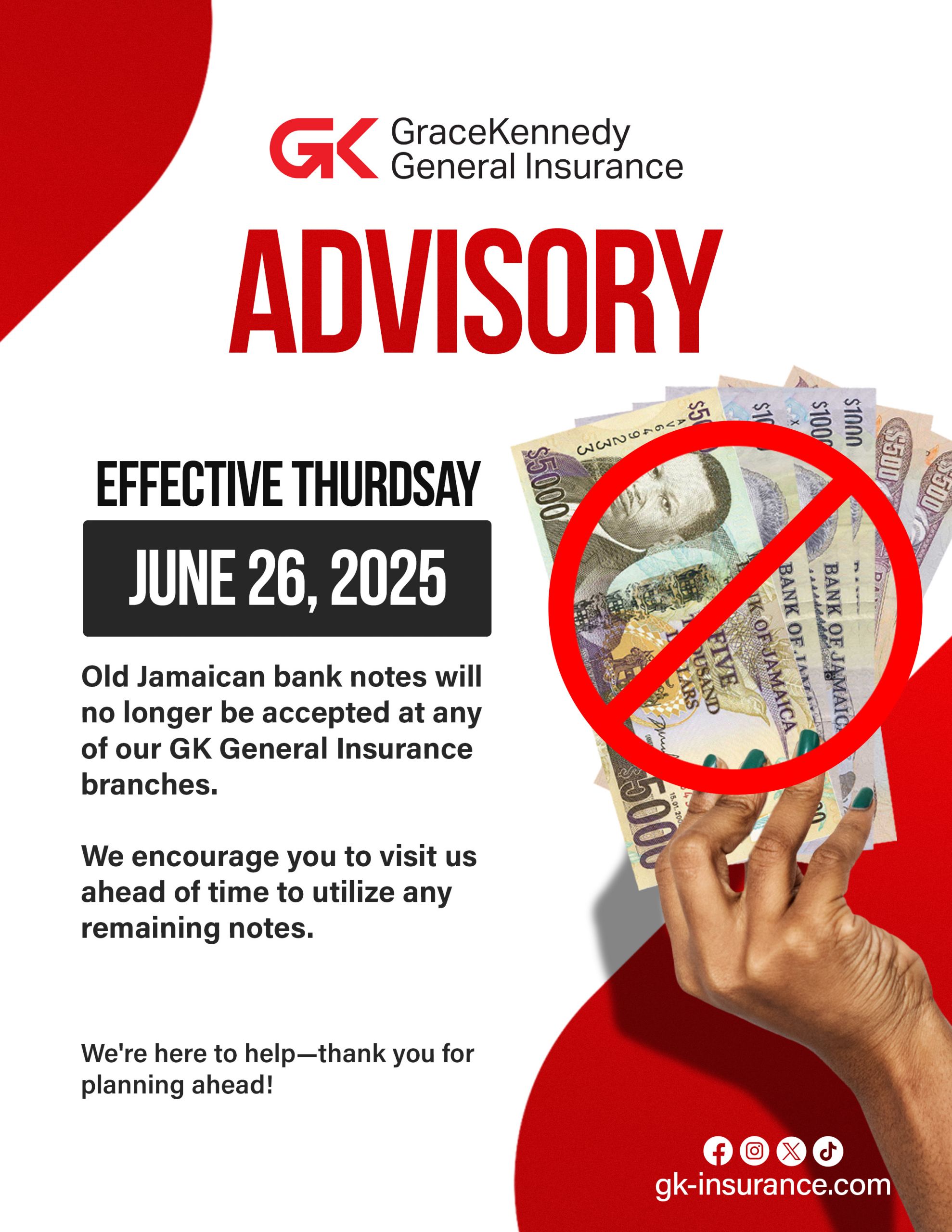 bank notes notice